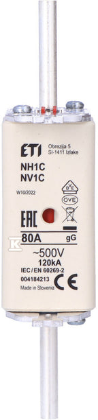 Wkładka topikowa przemysłowa zwłoczna KOMBI NH1C gG 80A/500V
