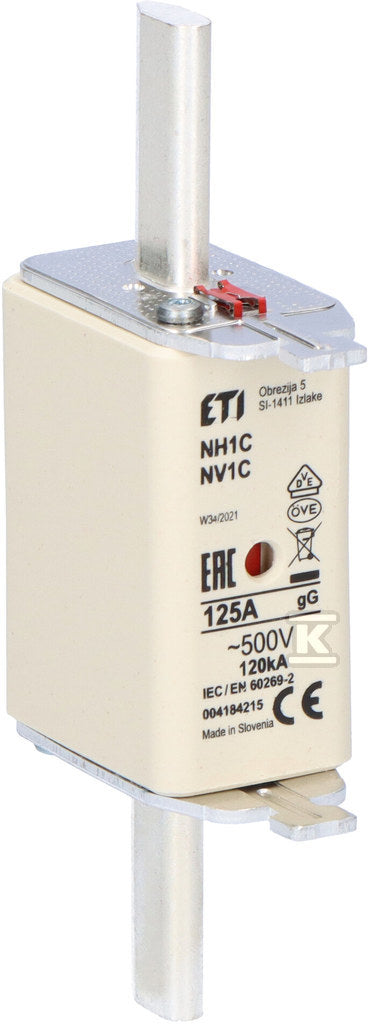 Wkładka topikowa przemysłowa zwłoczna KOMBI NH1C gG 125A/500V