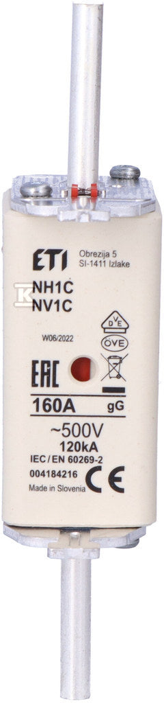 Wkładka topikowa przemysłowa zwłoczna KOMBI NH1C gG 160A/500V