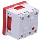 Gniazdo modułowe 230V z uziemieniem 1-krotne std 45x45, z blokadą i zwalniaczem, czerwone