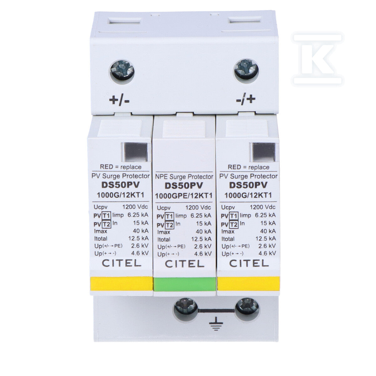 Ogranicznik przepięć typ 1+2 (BC) 12,5kA 2p+GDS50PV-1000G/12KT1