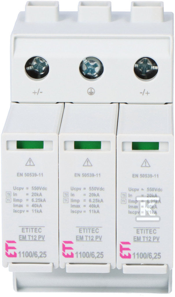 Ogranicznik przepięć T1 T2 (B i C) do systemów PV ETITEC EM T12 PV 1100/6,25 Y