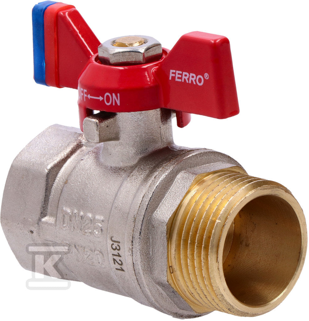 Kurek kulowy nakrętno-wkrętny z motylkiem, 1", F-Comfort