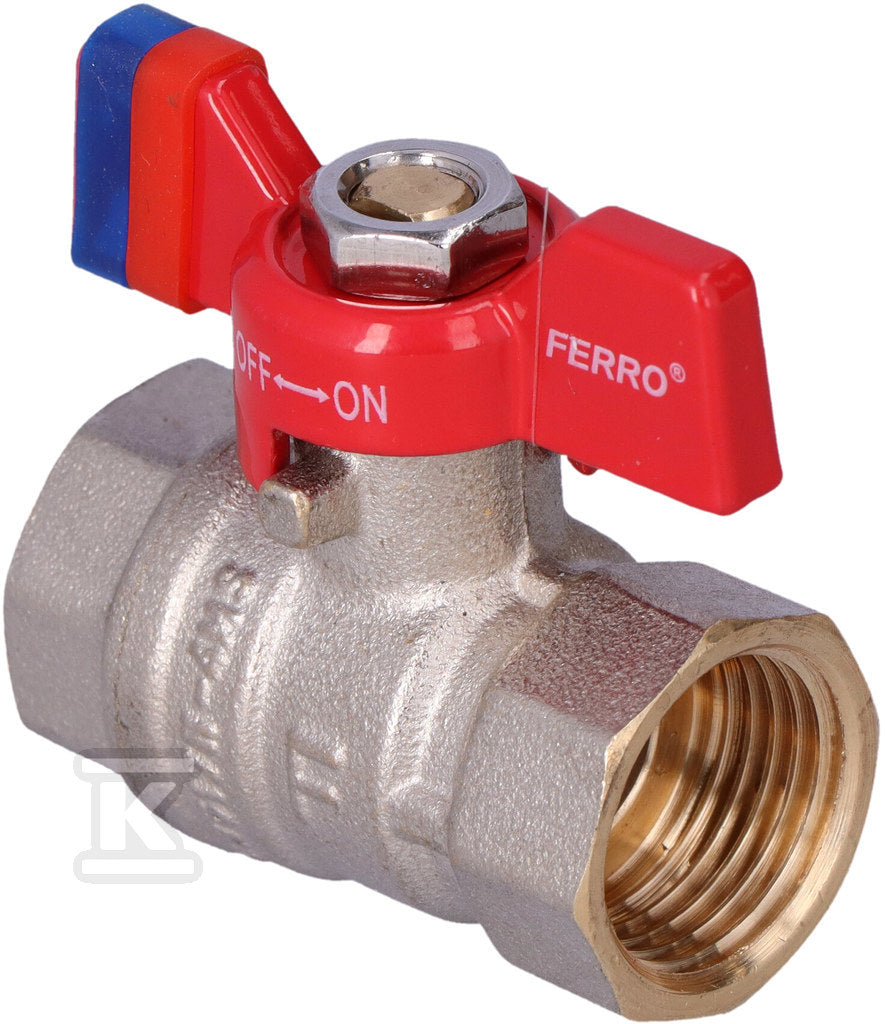 Kurek kulowy nakrętno-nakrętny z motylkiem, 1/2", F-Comfort