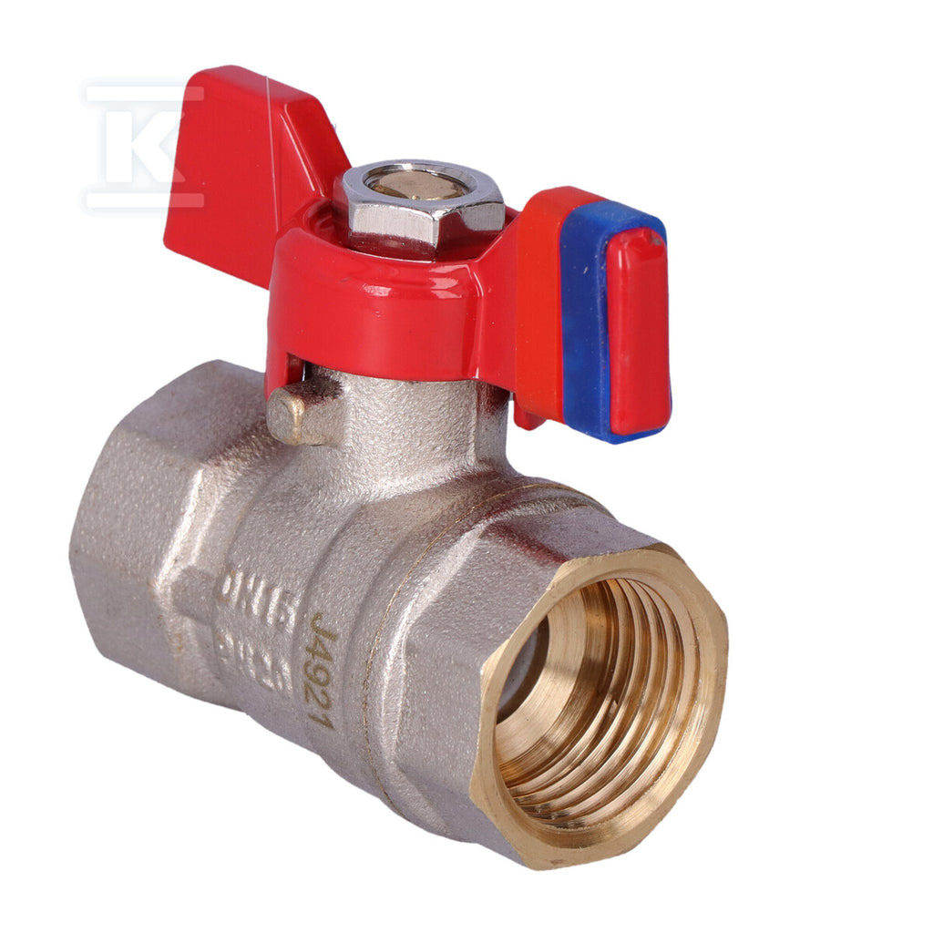 Kurek kulowy nakrętno-nakrętny z motylkiem, 1/2", F-Comfort