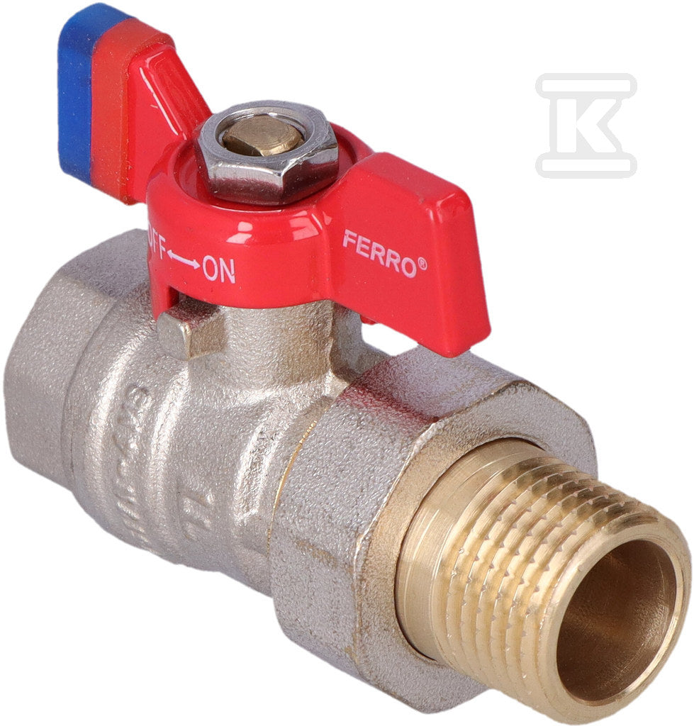 Kurek kulowy nakrętno-wkrętny z motylkiem, ze śrubunkiem, 1/2", F-Comfort