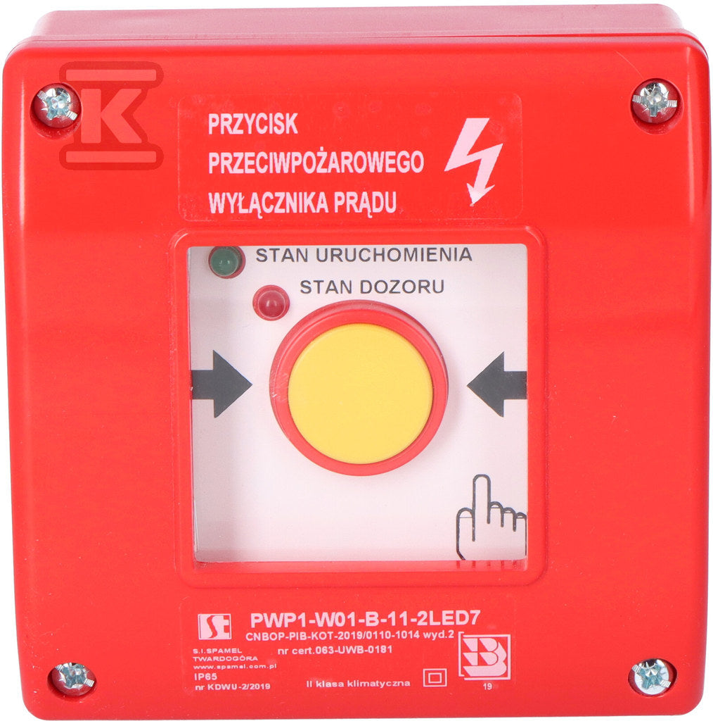 Przeciwpożarowy (PPOŻ) wyłącznik prądu PWP1-W01-B-11-2LED7\.