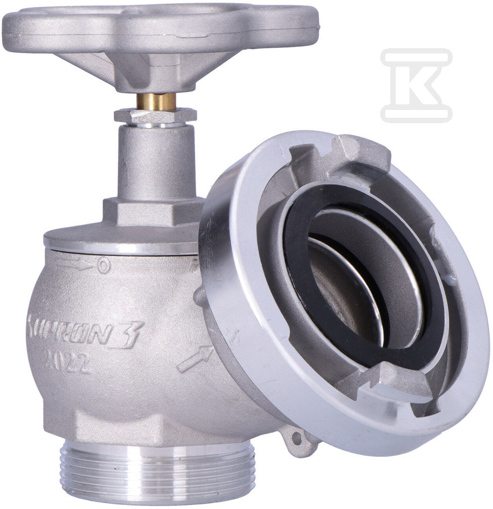 Zawór hydrantowy pożarowy 52, typ ZH-52, aluminiowy, z nasadą aluminiową, znak B