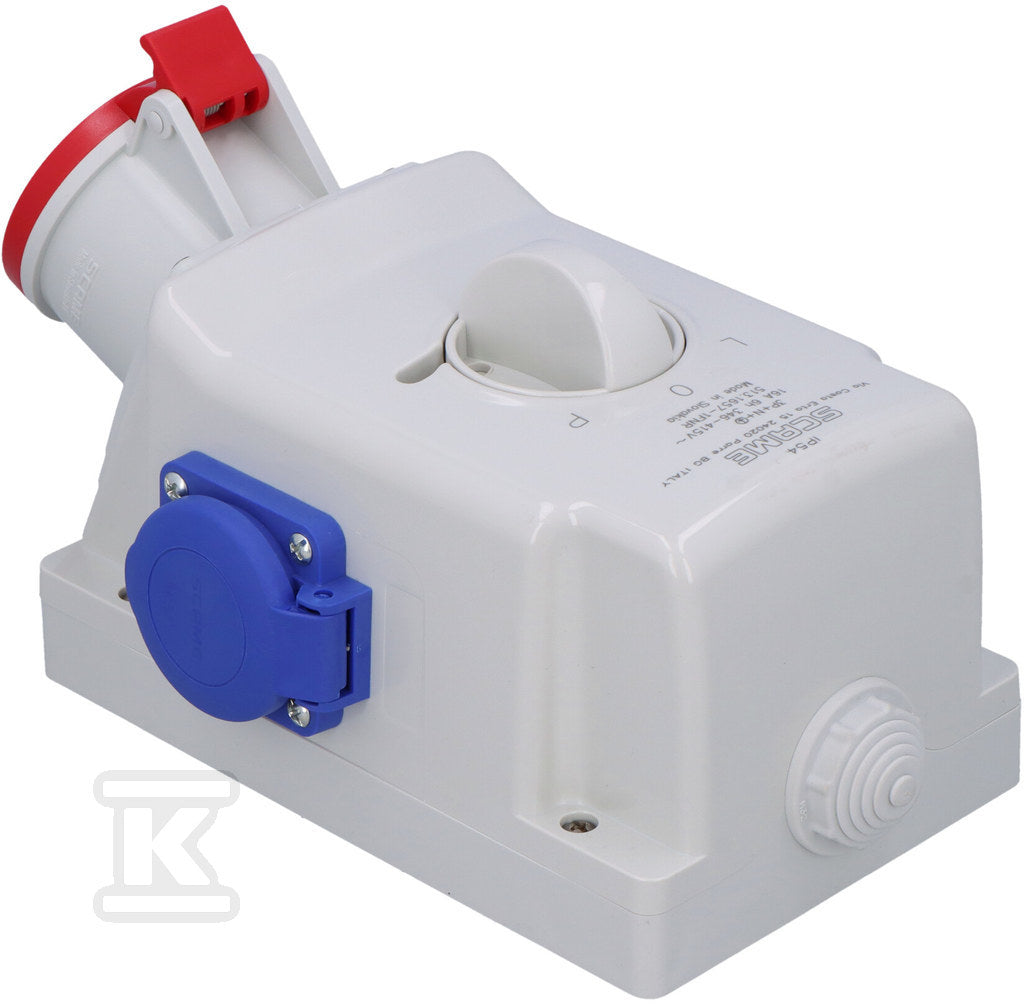 Gniazdo natynkowe OPTIMA-COMBI 3P+N+E 16A + 230V z przełącznikiem L-0-P