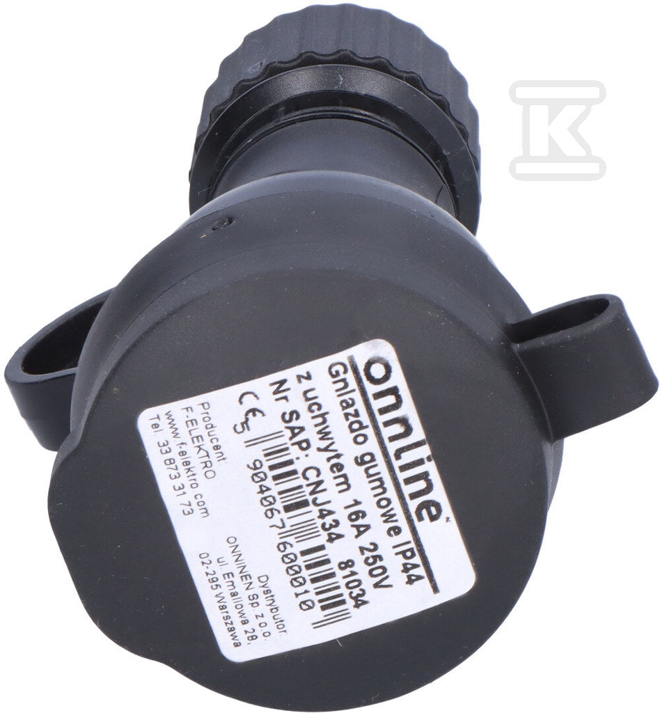 Gniazdo gumowe z uchwytem 16A 250V IP44, ONNLINE