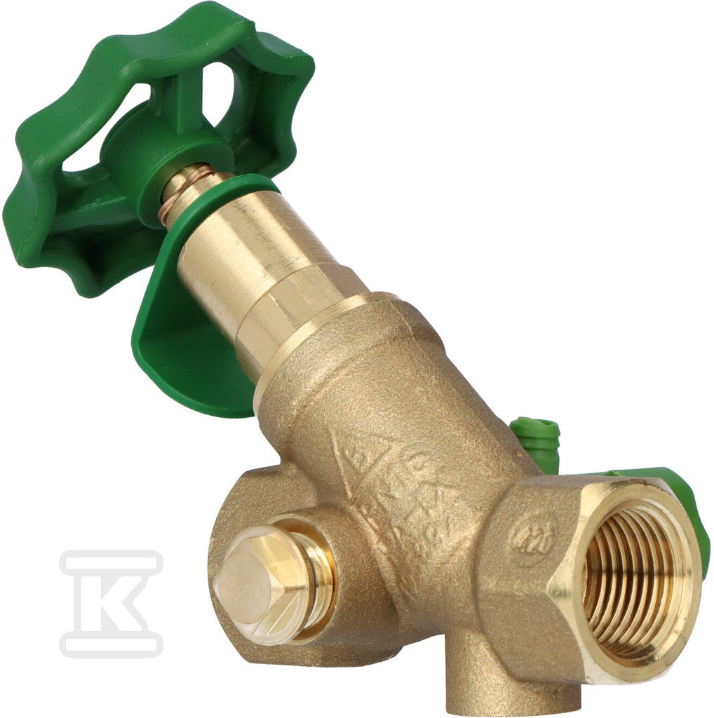 Zawór skośny DN15, typ 1603, GW 1/2" z niewznoszącym trzpieniem, odcinający, antyskażeniowy z możliwością nadzoru i odwodnieniem
