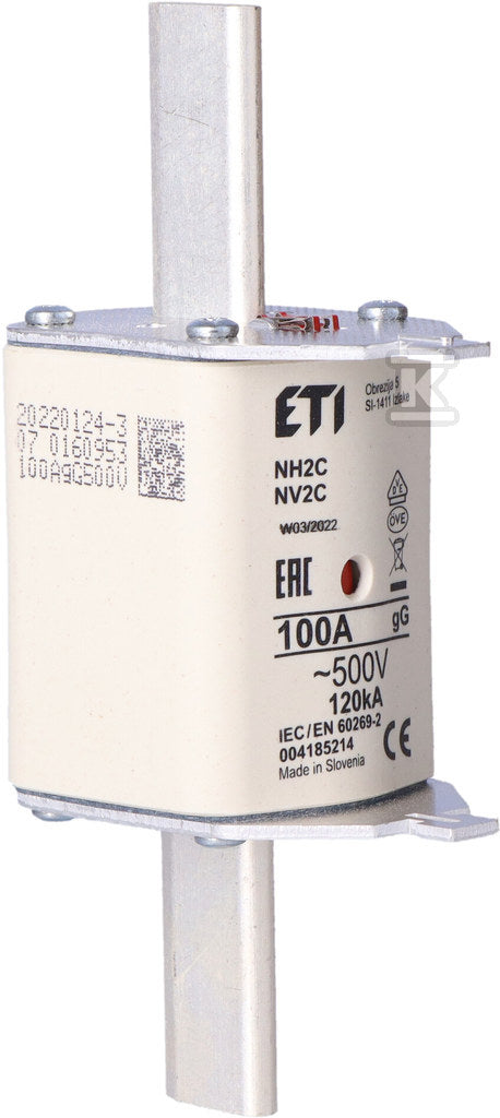 Wkładka topikowa przemysłowa zwłoczna KOMBI NH2C gG 100A/500V