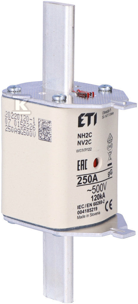 Wkładka topikowa przemysłowa zwłoczna KOMBI NH2C gG 250A/500V