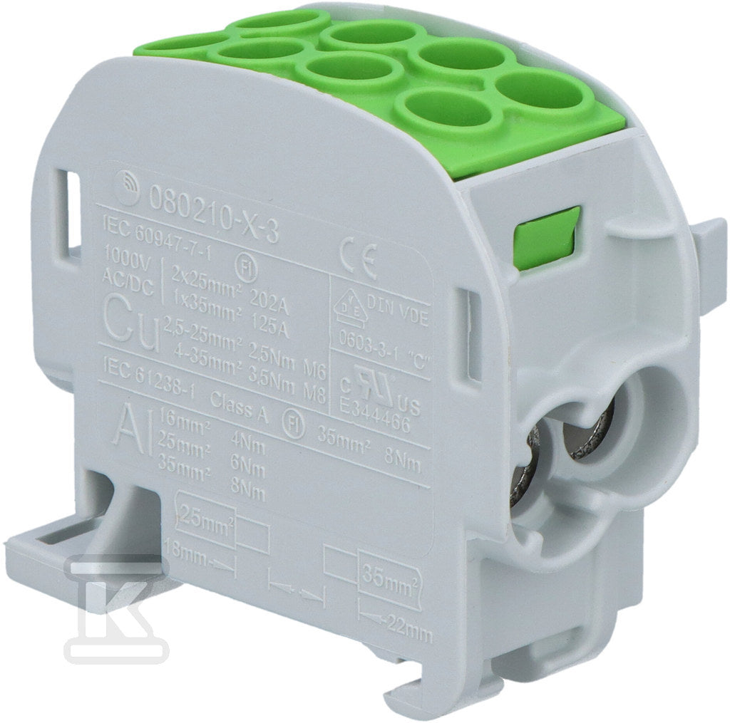 SCB 35 Blok rozdzielczy - odgałęźny Al/Cu 80210 SIMBLOCK zielony