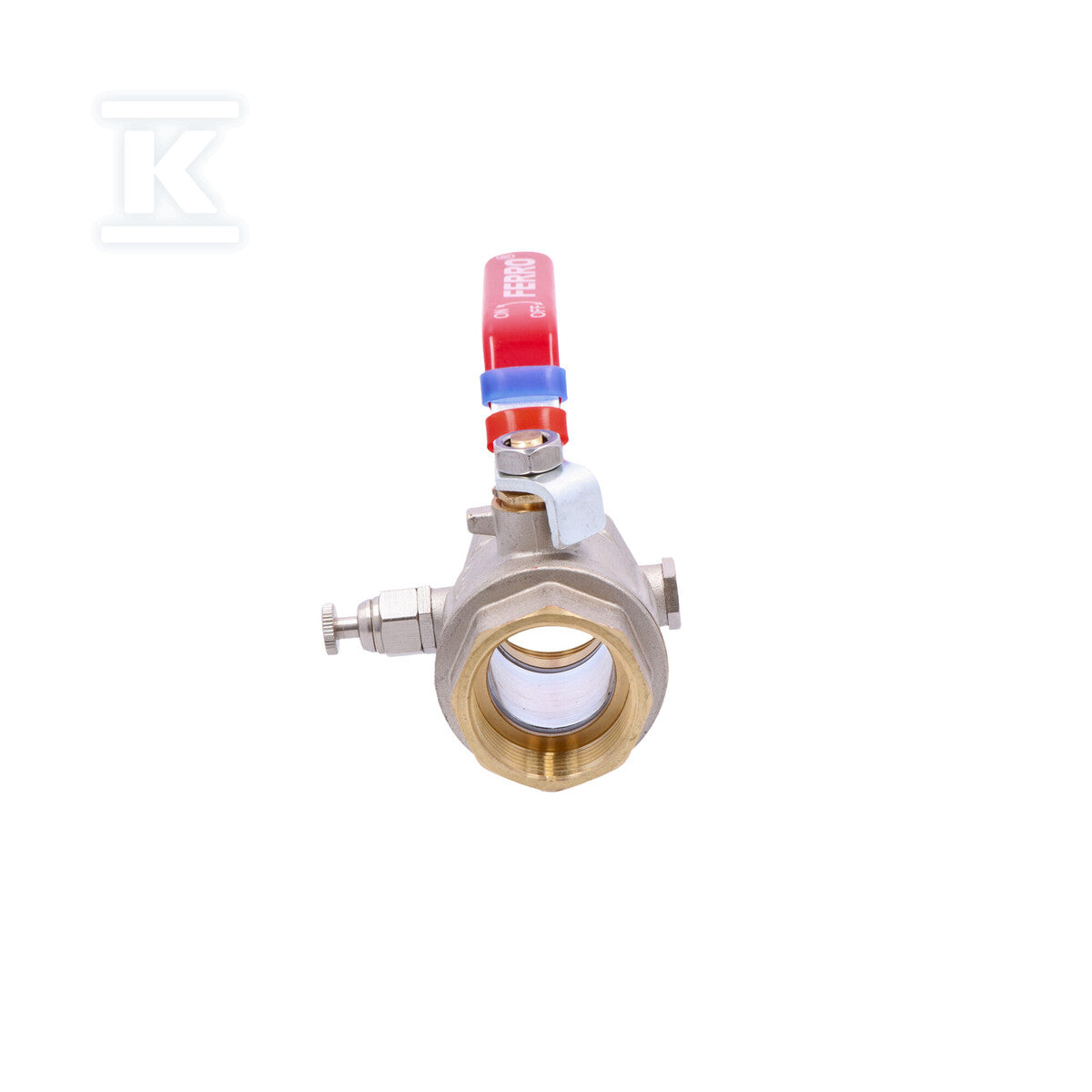 Zawór kulowy nakrętno-nakrętny z dźwignią, z odpowietrznikiem i korkiem, 1 1/4", F-Power