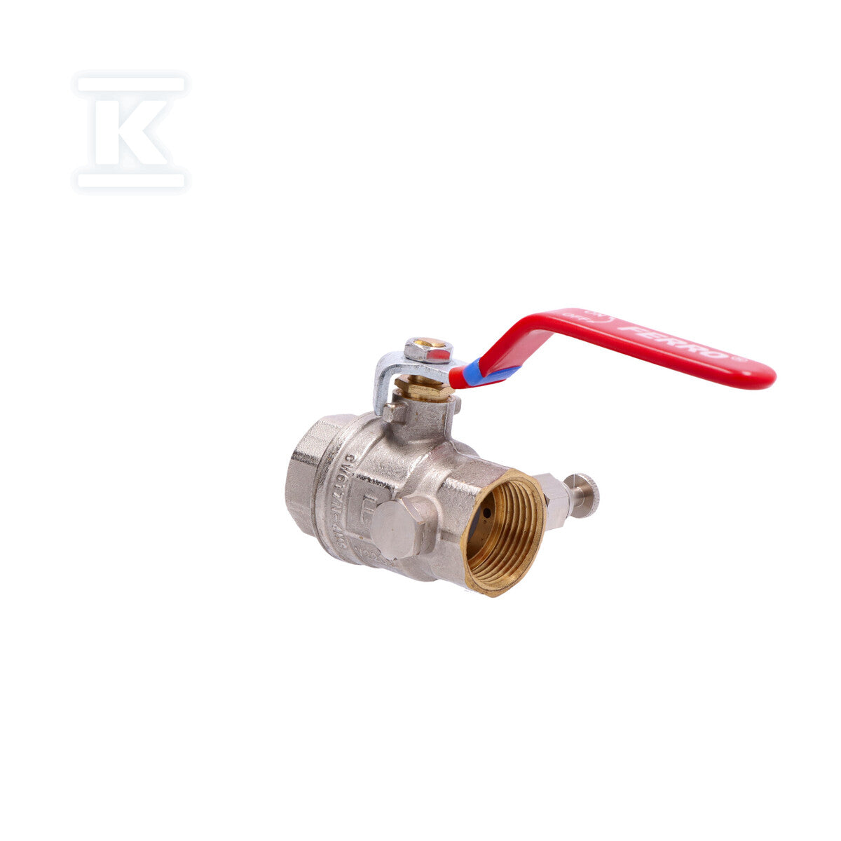 Zawór kulowy nakrętno-nakrętny z dźwignią, z odpowietrznikiem i korkiem, 1", F-Power