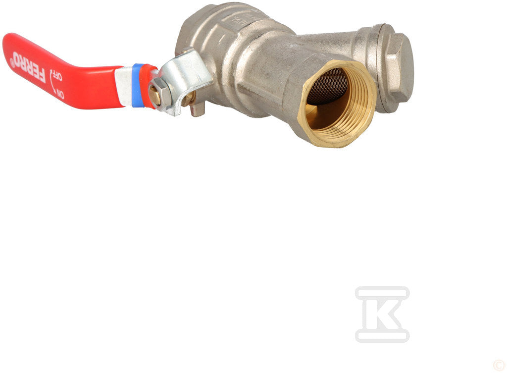 Zawór kulowy nakrętno-nakrętny z dźwignią, z filtrem, 1", F-Power