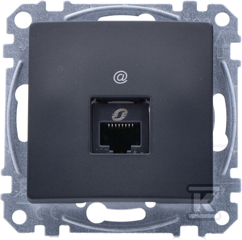 Gniazdo komputerowe RJ45 kat.5e UTP, czarny antracyt SEDNA DESIGN