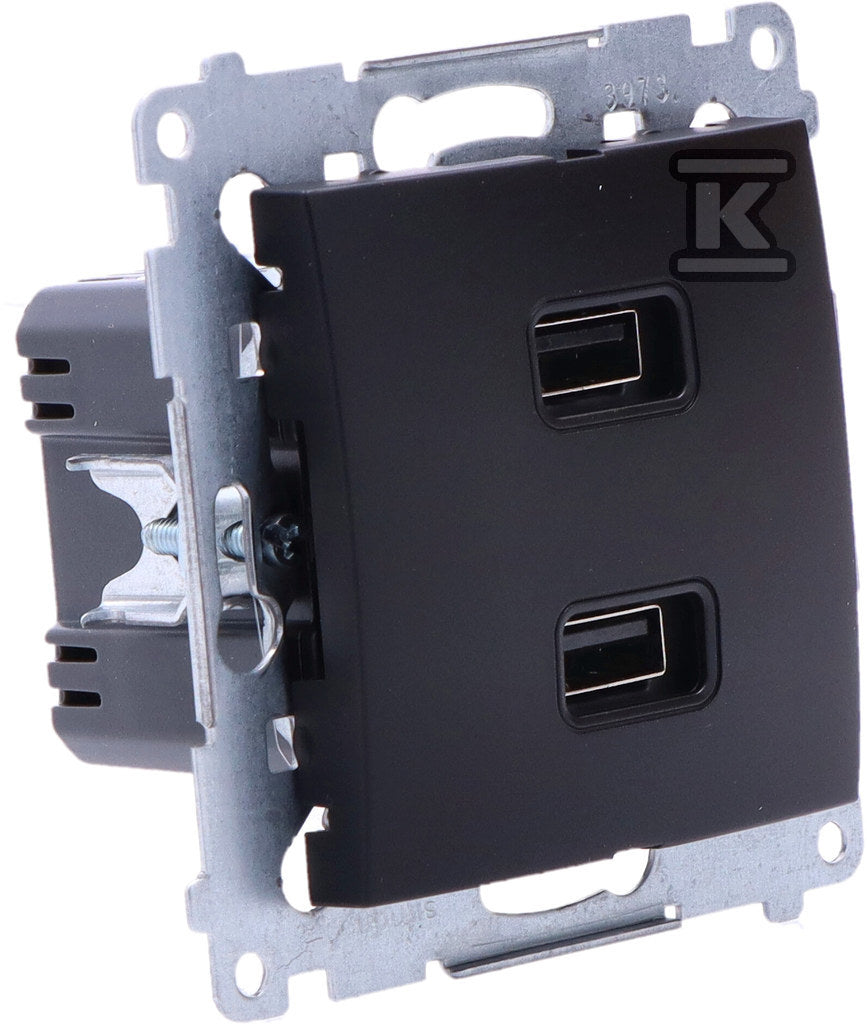 Ładowarka 2 x USB (moduł), 2.1 A, 5V DC, 230V, czarny mat Simon54
