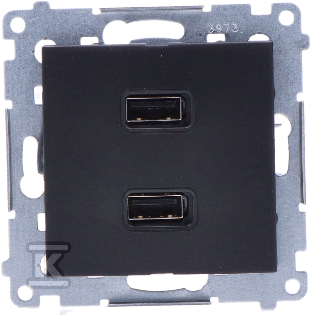 Ładowarka 2 x USB (moduł), 2.1 A, 5V DC, 230V, czarny mat Simon54