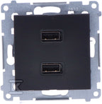 Ładowarka 2 x USB (moduł), 2.1 A, 5V DC, 230V, czarny mat Simon54