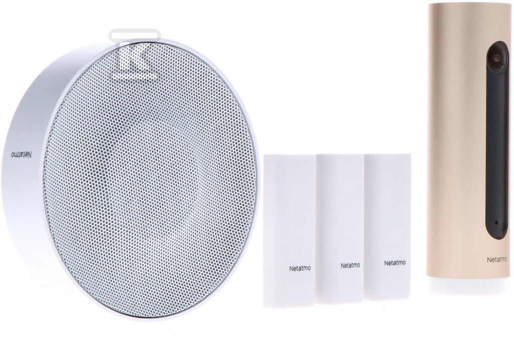 Zestaw alarmowy: Kamera wewnętrzna + Czujniki wstrząsowe okien i drzwi + Syrena systemu alarmowego Smart Netatmo PRO