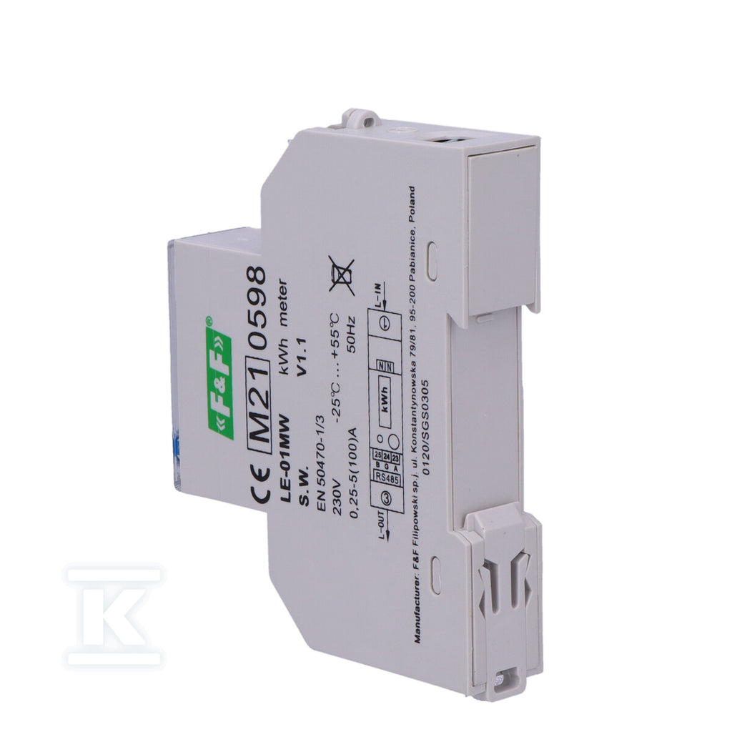 Jednofazowy licznik zużycia energii czynnej, biernej, Modbus RTU, wielotaryfowy.