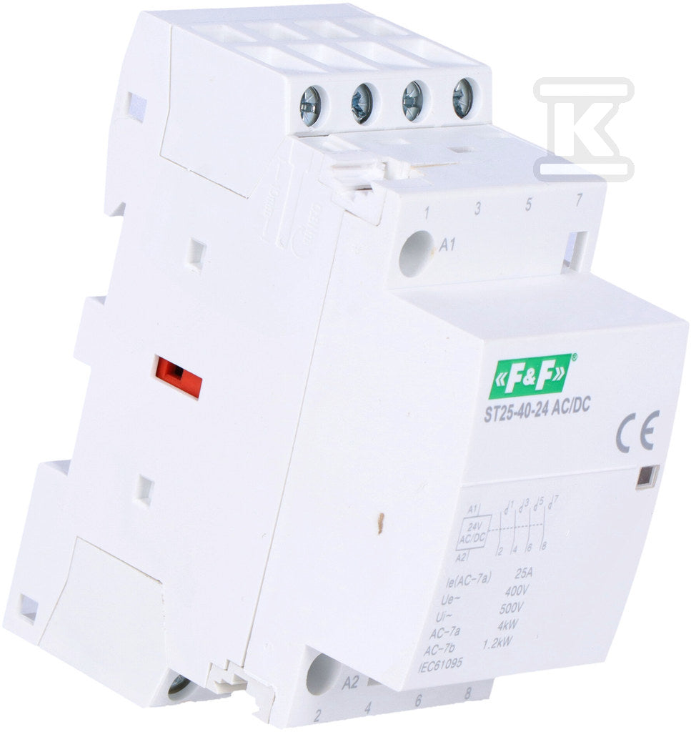 Stycznik modułowy na szynę, styki 4xNO, 25A, 24V DC