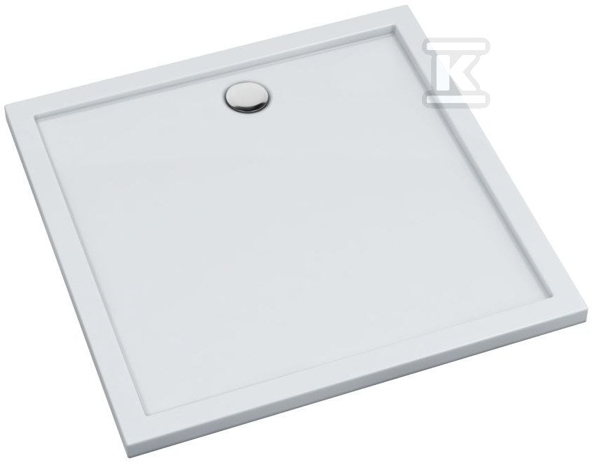 Brodzik akrylowy 3.2830 Standard Plus Smooth White 80x80x4,5 cm "Caspar New", kwadratowy z syfonem z chromowanym grzybkiem