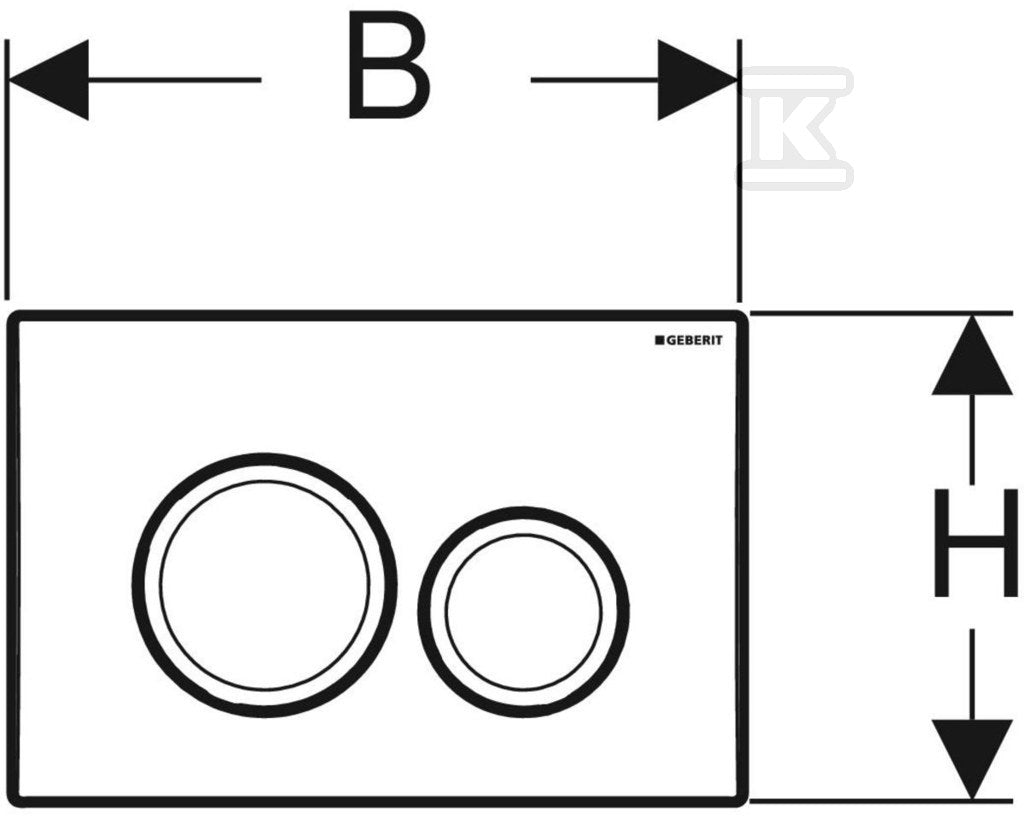 Przycisk spłukujący Delta20, przedni, chrom-mat