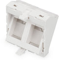 Adapter kątowy M45 2x Keystone, 45x45mm p/kurz. opis., biały