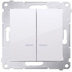 Łącznik świecznikowy z podświetleniem LED i do wersji IP44 (moduł) 16AX, 250V~, zaciski śrubowe, kremowy, SIMON54