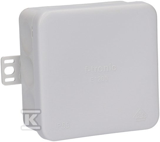 E1200 - Puszka odgałęźna naścienna, szara IP55 80 x 80 x 37 mm E1200