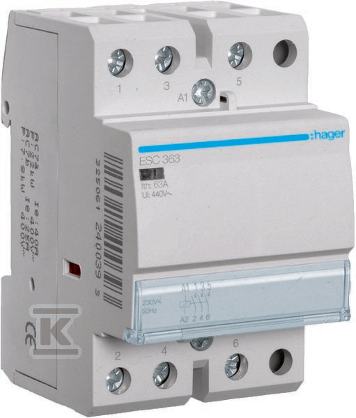 Stycznik 230VAC 3NO 63A AC-7a/b