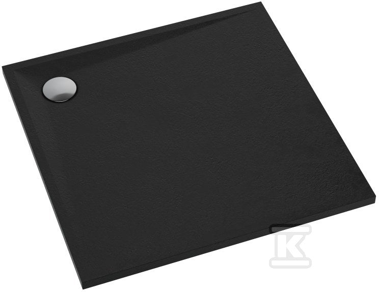 Brodzik kompozytowy 3.460/C/ST Stabilsound Plus Black Stone 80x80x3 cm "Etrusco", kwadratowy z syfonem z grzybkiem czarny mat
