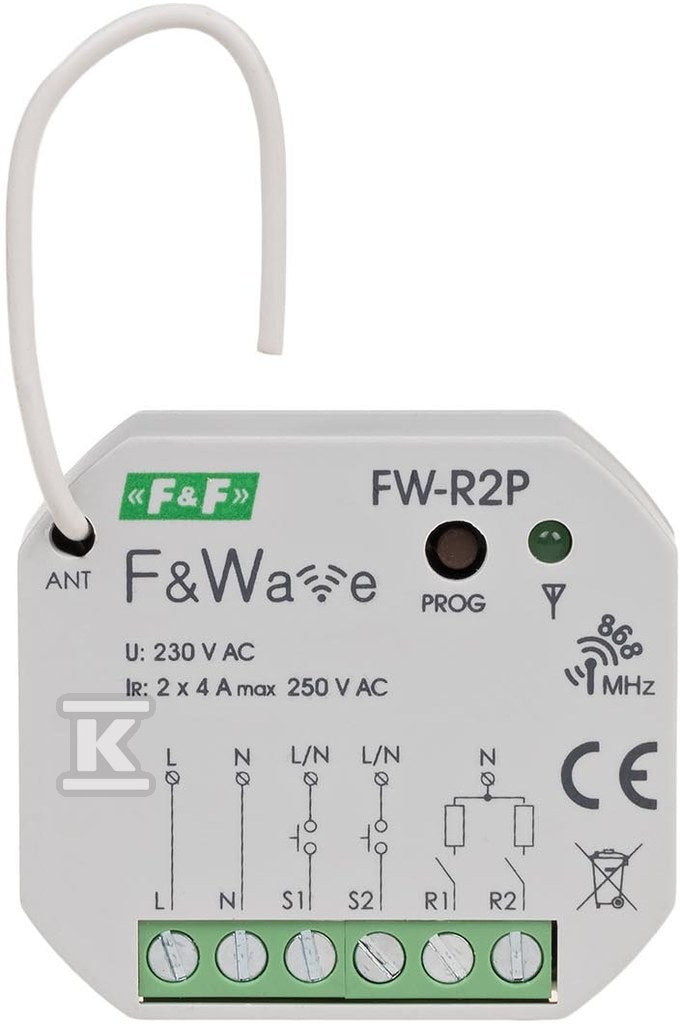 Radiowy podwójny przekaźnik bistabilny - montaż PDT 85÷265V AC/DC