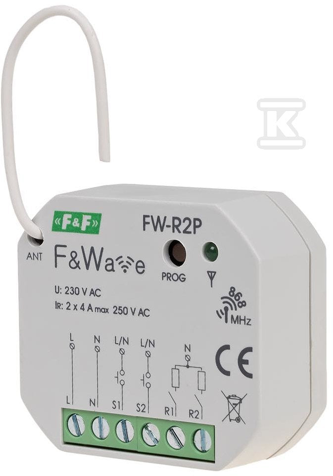 Radiowy podwójny przekaźnik bistabilny - montaż PDT 85÷265V AC/DC