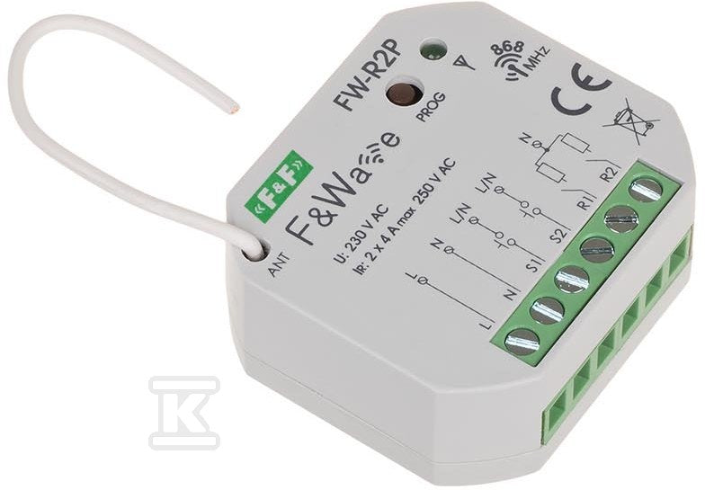 Radiowy podwójny przekaźnik bistabilny - montaż PDT 85÷265V AC/DC