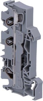 Złączka 3-przewodowa przelotowa 6 mm do zastosowań Ex e II opis z boku i na środku na szynę TS 35 x 15 i 35 x 7,5 Push-in CAGE CLAMP 6,00 mm szara