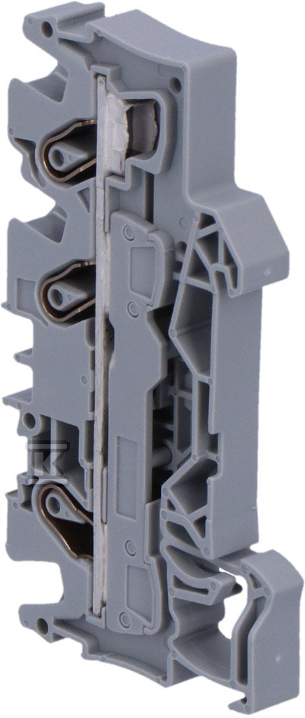 Złączka 3-przewodowa przelotowa 6 mm do zastosowań Ex e II opis z boku i na środku na szynę TS 35 x 15 i 35 x 7,5 Push-in CAGE CLAMP 6,00 mm szara