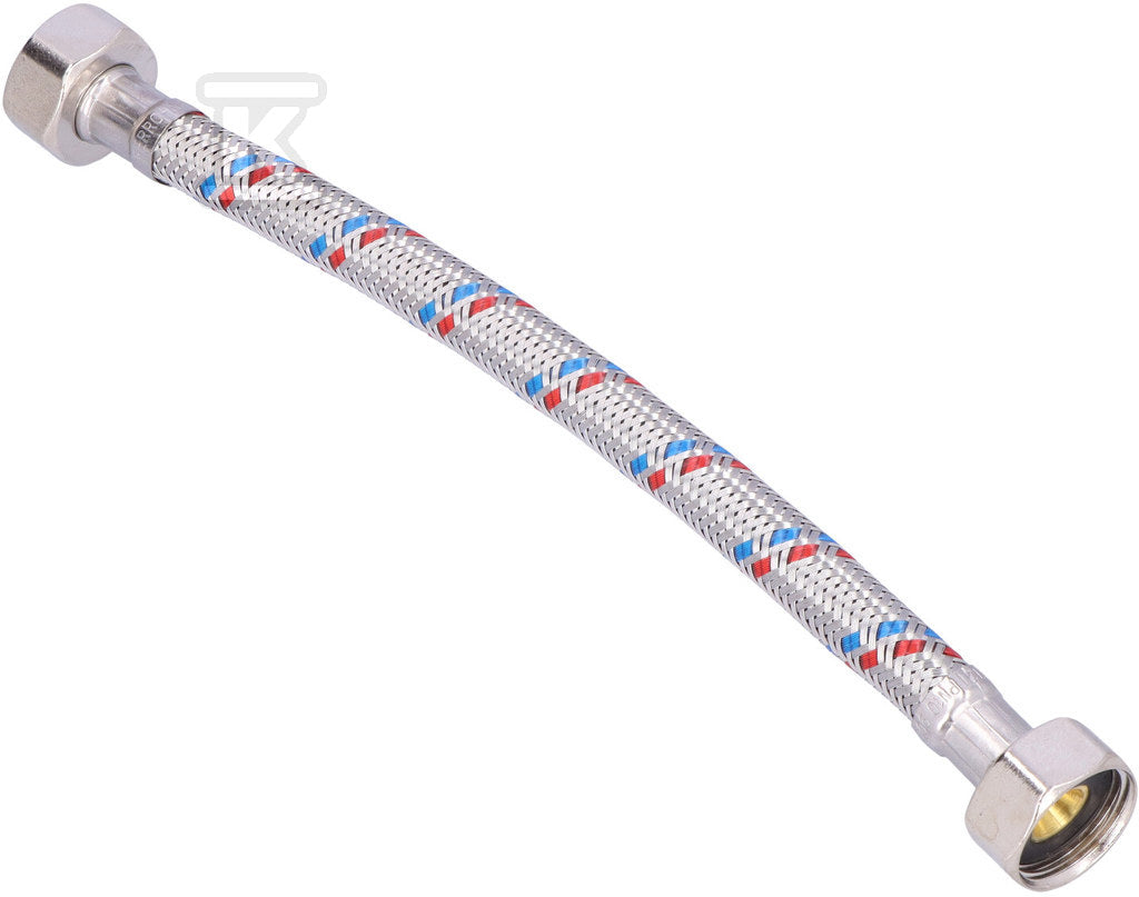 Wąż w oplocie stalowym 20 cm 1/2" nakrętno-nakrętny uszczelka