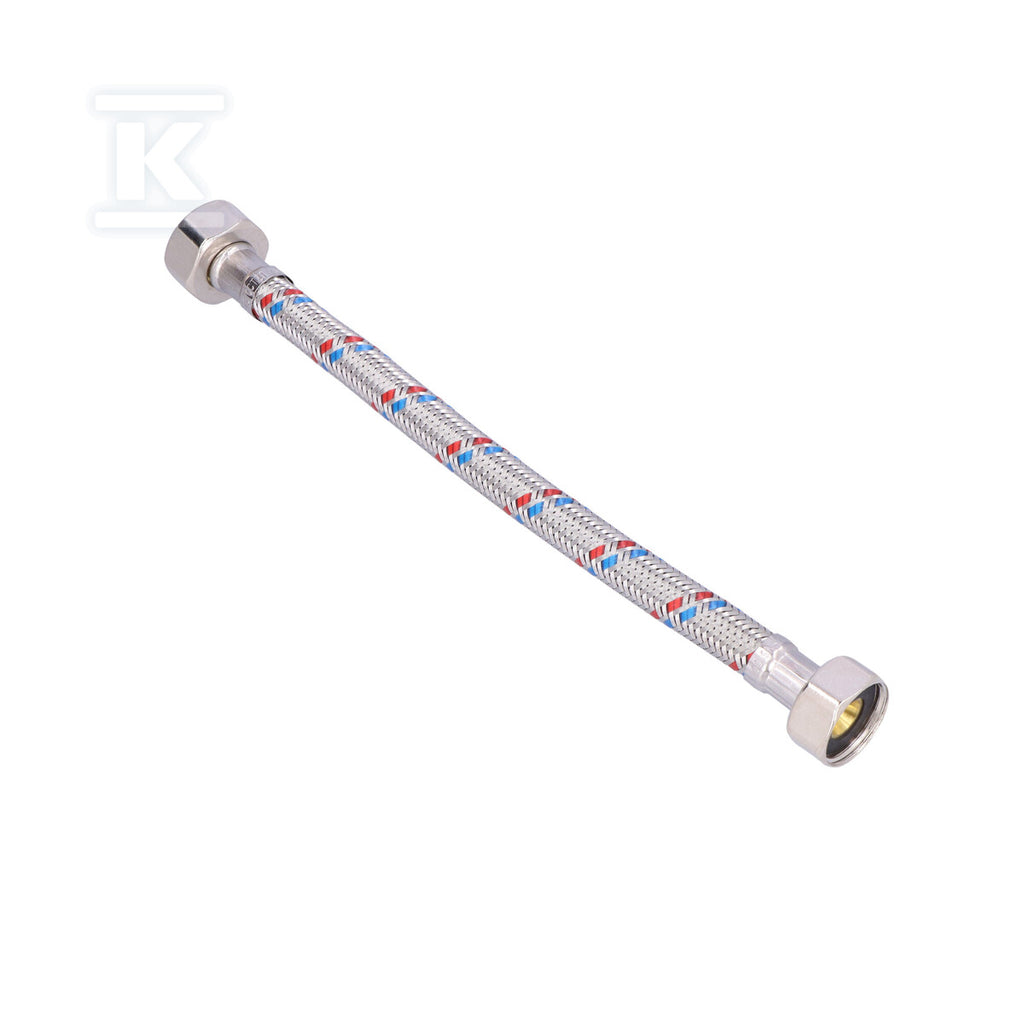 Wąż w oplocie stalowym 20 cm 1/2" nakrętno-nakrętny uszczelka