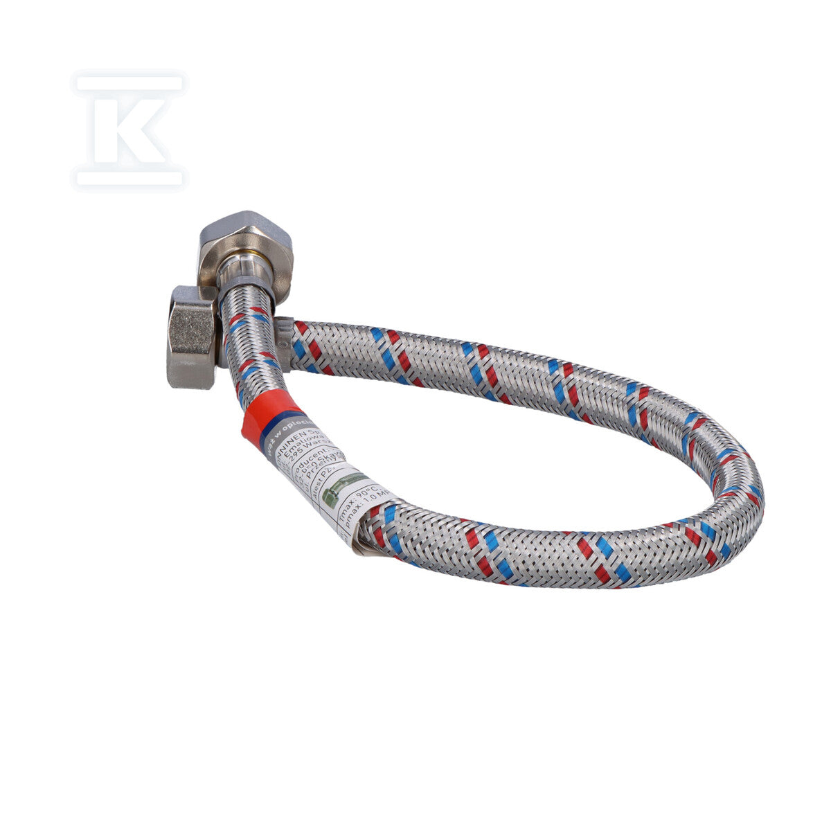 Wąż w oplocie stalowym 40 cm 1/2" nakrętno-nakrętny uszczelka Onnline