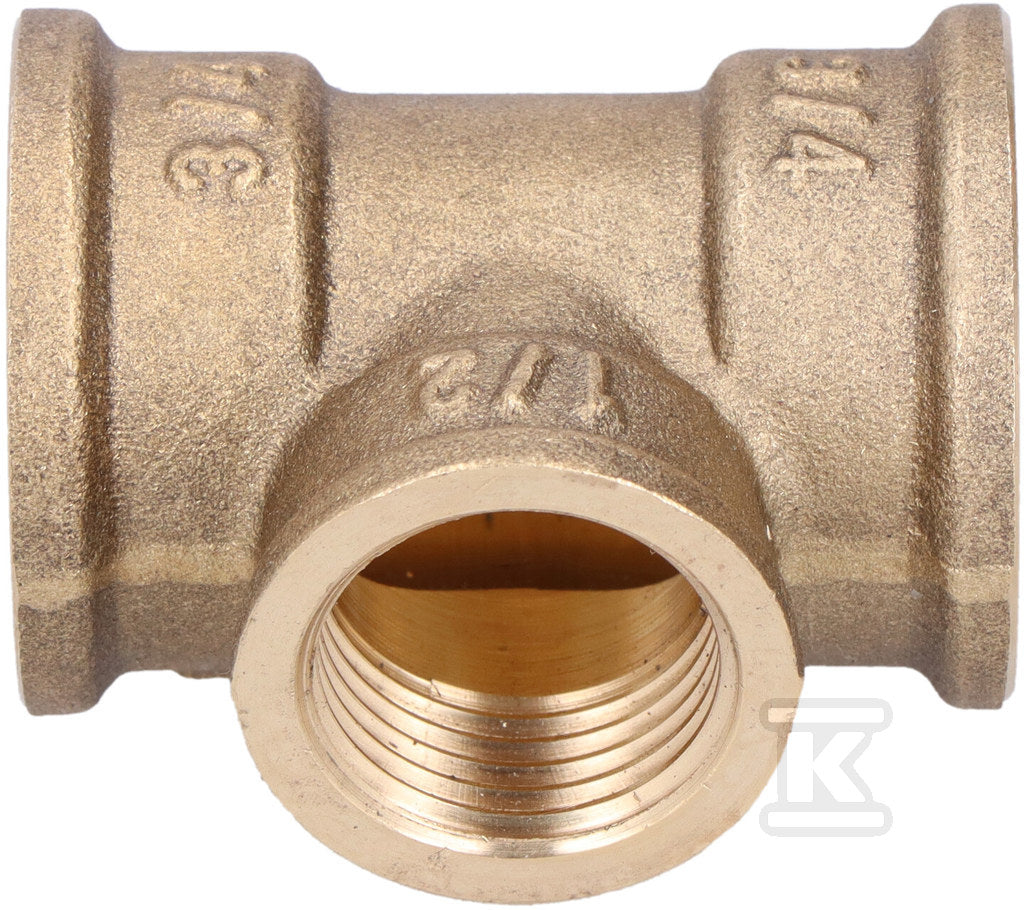Trójnik redukcyjny mosiężny 3/4"x1/2"x3/4" żółty