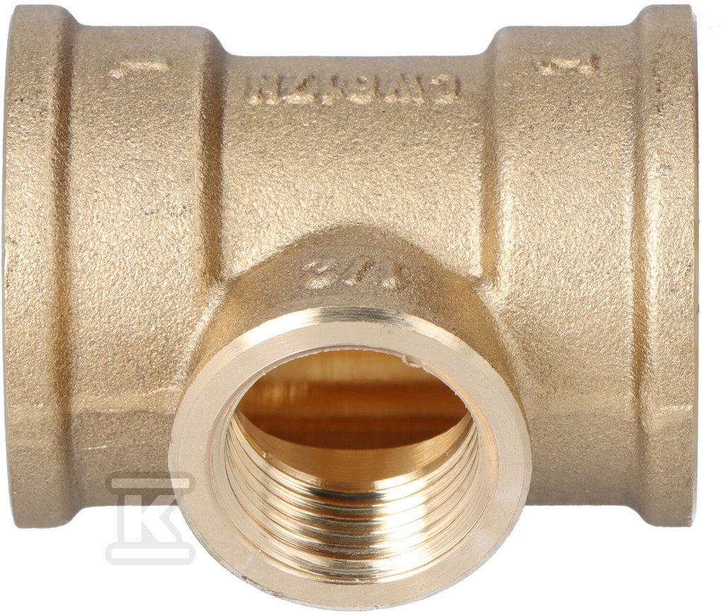 Trójnik redukcyjny mosiężny 1"x1/2"x1" żółty