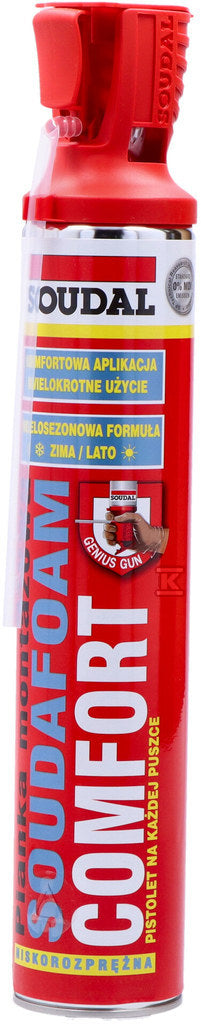 Piana montażowa soudafoam comfort 750ml z aplikatorem Genius Gun