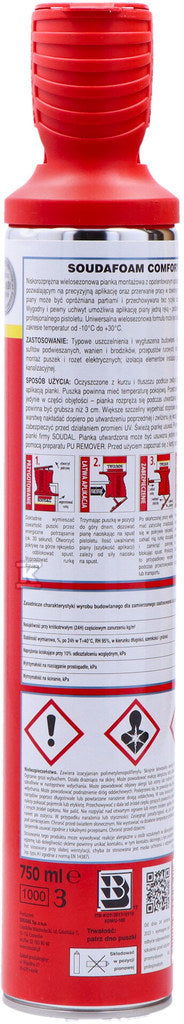 Piana montażowa soudafoam comfort 750ml z aplikatorem Genius Gun