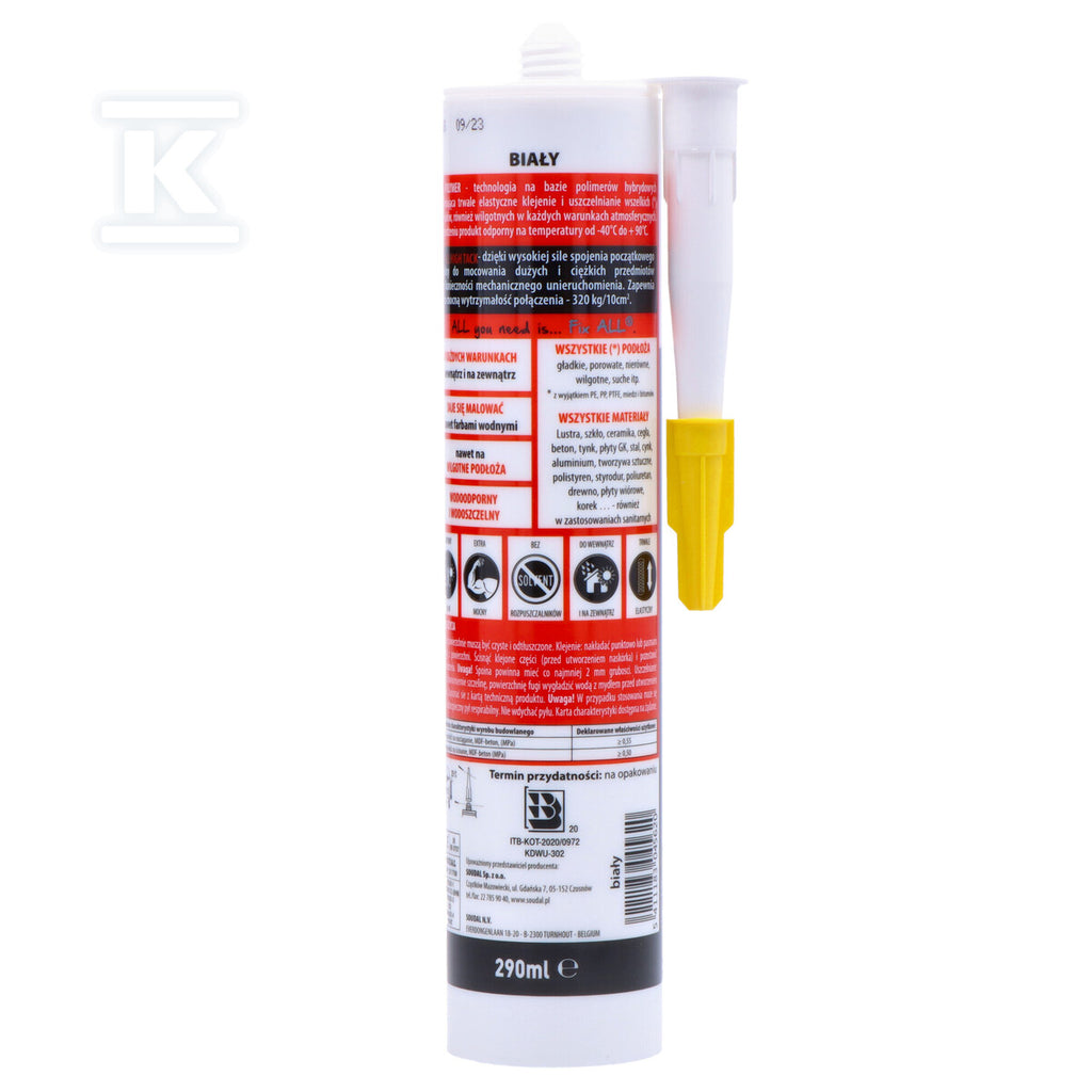 Fix all high tack 290ml biały klej-uszczelniacz hybrydowy