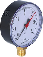 Manometr grzewczy RF 100 RAD, fi 100 mm, 0-6 bar, 1/2" rad, kl. 2,5 pionowy