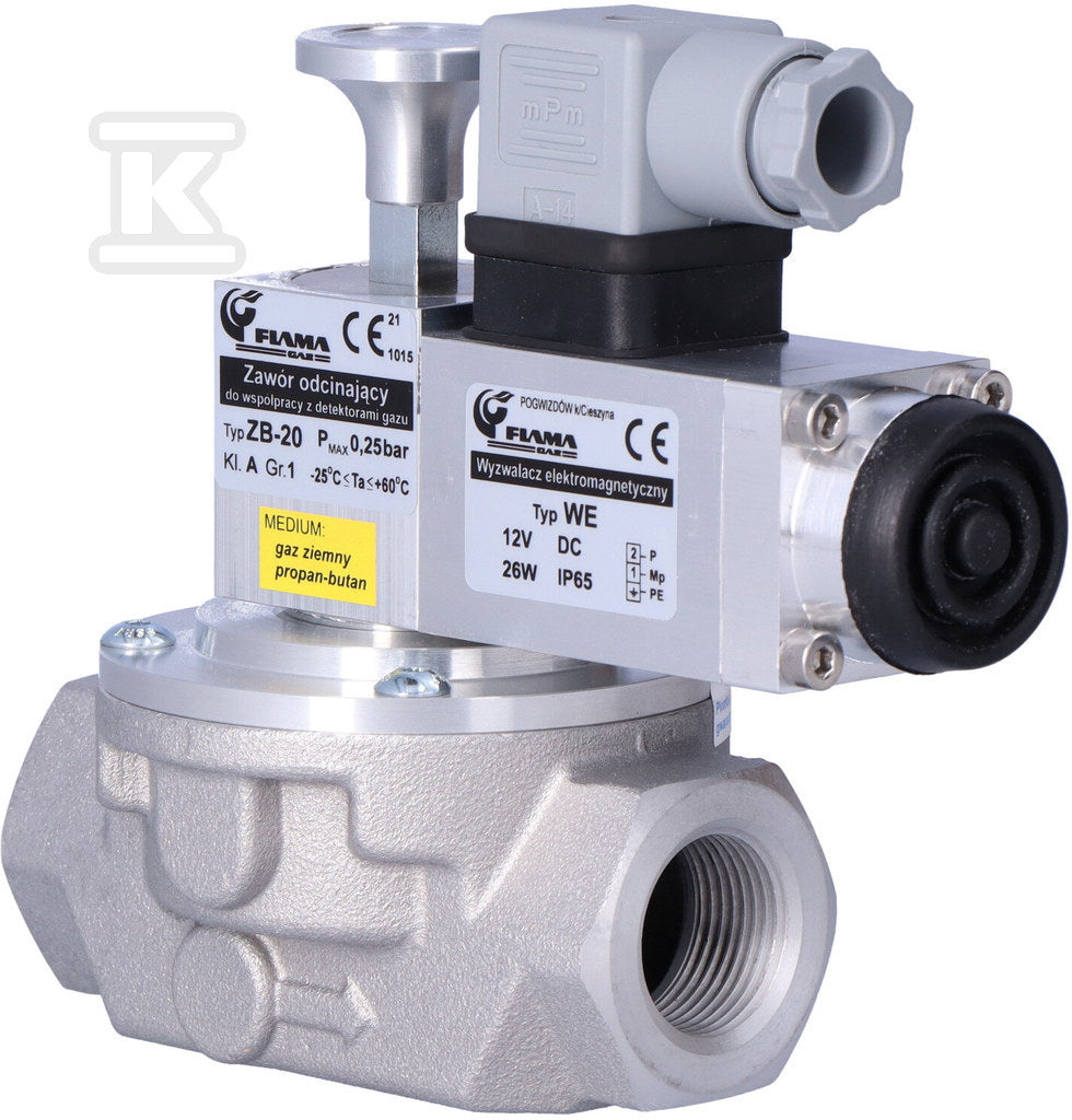 Zawór grzybkowy ZB-20 zawór grzybkowy, gwint 3/4", cewka 12V